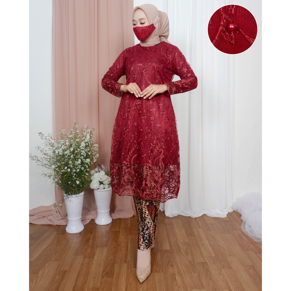 promo set tunik tulle aisyah / set tunik tulle pesta