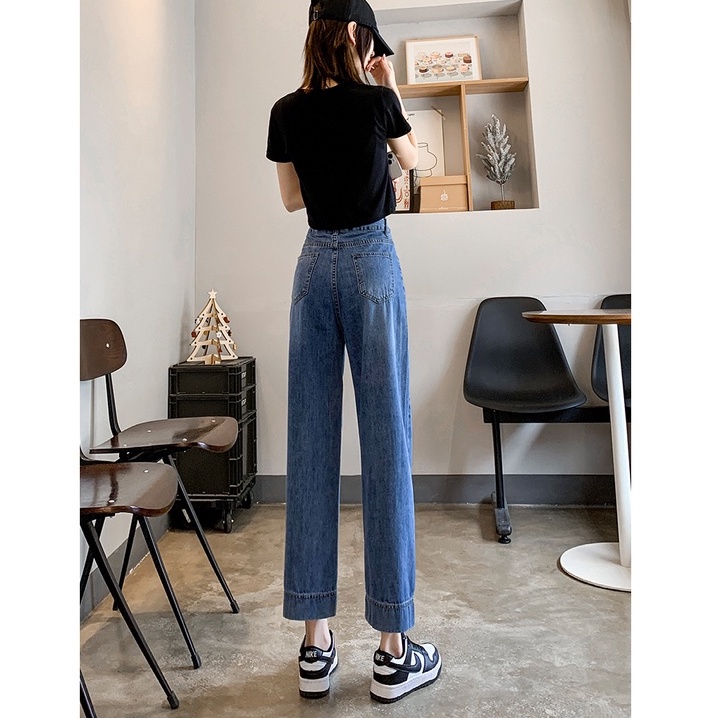 ✅COD New highwaist kulot kekinian biru high loose import korean style celana jeans wanita