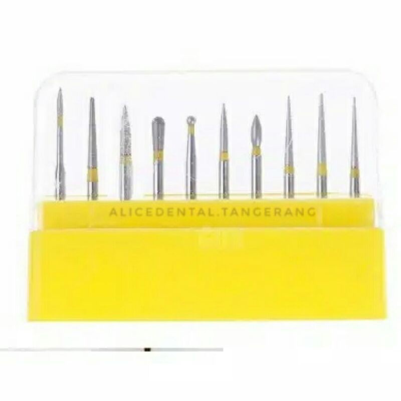 Dental bur finishing fine yellow kuning set kit burs polishing poles komposit highspeed high speed poles gigi