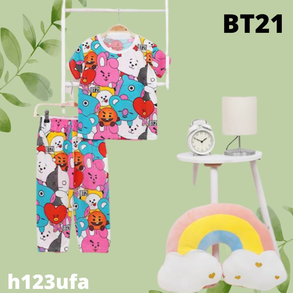 (BT21) Setelan Anak Perempuan setelan bts anak setelan bt21 anak baju bts anak perempuan setelan ana