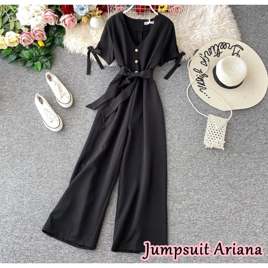 WSE390 - Jumpsuit Ariana Bahan Super Lembut Tidak Berbulu Ada Sleting Di Belakang Bisa COD
