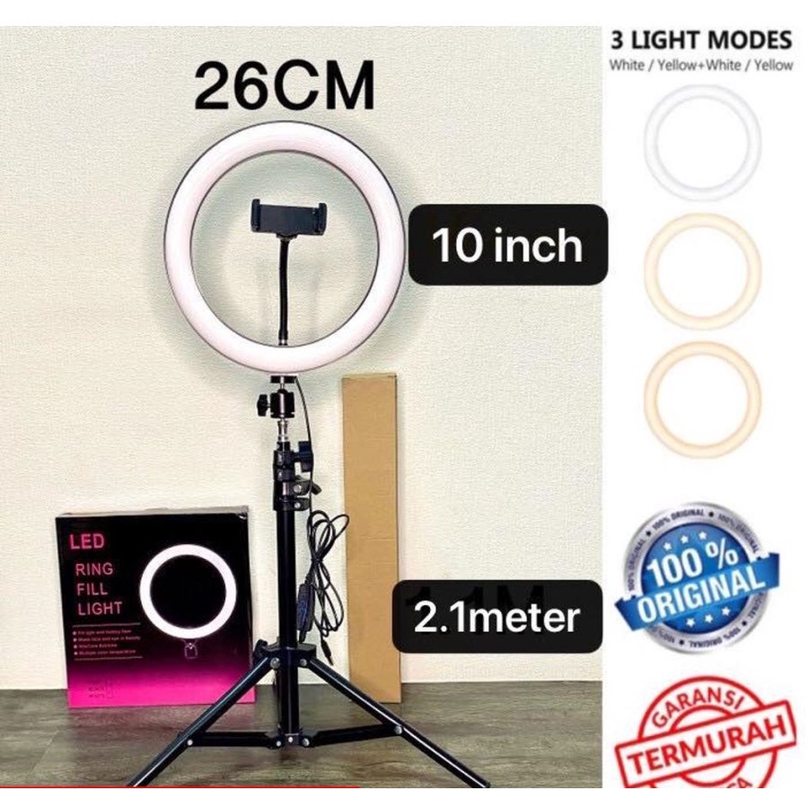 TRP-010 Lampu Ring Light 26 CM TRIPOD 2.1 Meter Live Vlog Make Up LED