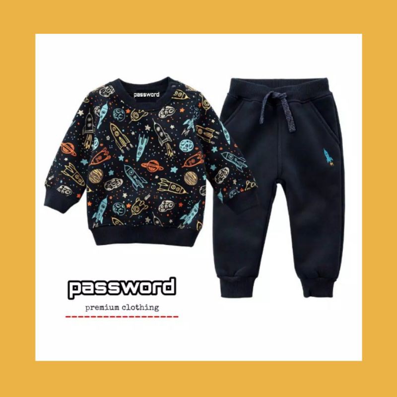 Rocket Sweater Set | stelan anak | baju anak laki-laki | baju anak 1-7 tahun