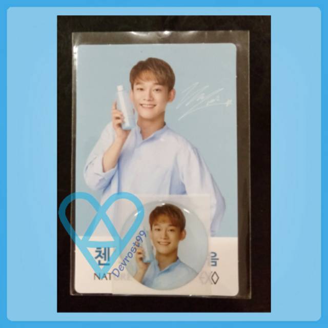 EXO Chen Official Natrep PC Photocard + Sticker Jongdae Toner Biru Nature Republic Stiker Bulat