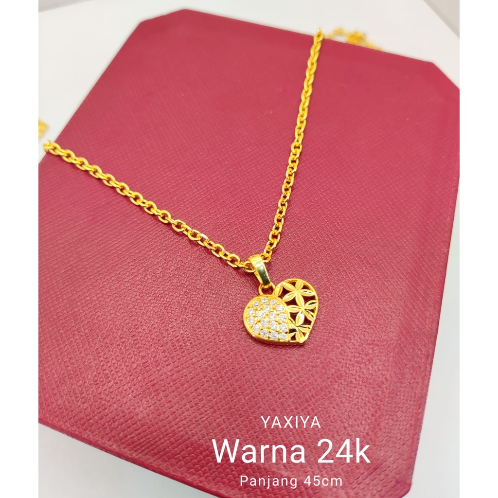 Kalung Yaxiya Love Permata Lapis Emas 24k Asli