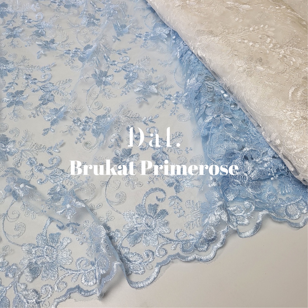 0,5 meter bahan kain brukat lace kebaya malika powder blue salur raya star rimba chantili soulmate