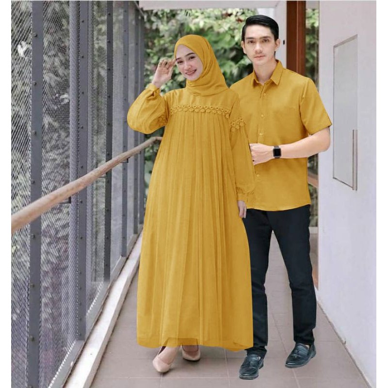 CP NURAINI RENDA TILE, COUPLE PASANGAN, MOSCREPE PREMIUM, GAMIS HIJAB MUSLIM, DRESS MAXY, ADA KEMEJA