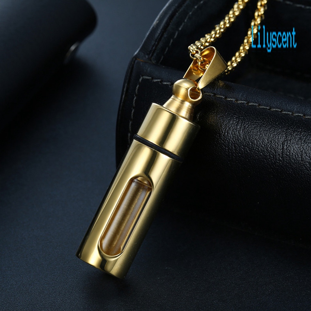 Kalung Bahan Stainless Steel Model Botol Parfum Untuk Unisex