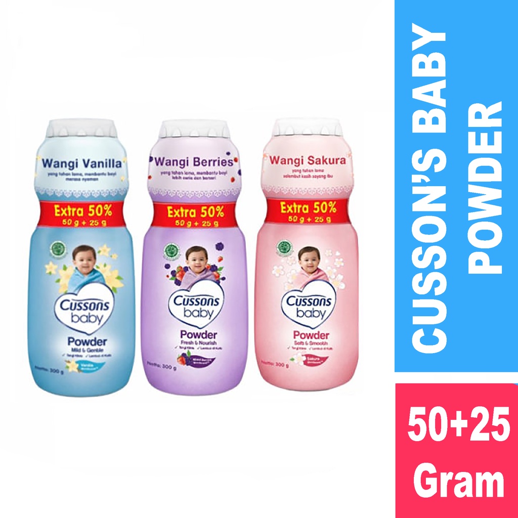 Bisa COD Cussons Baby Powder Fresh &amp; Nourish / Mild &amp; Gentle / Soft &amp; Smooth - Cussons Bedak Bayi 50gr + 25gr