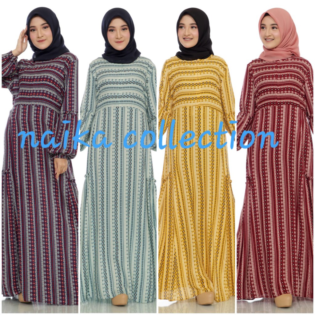  gamis  bahan rayon viscose motif  etnik  4 Shopee Indonesia