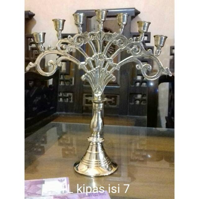 Tempat lilin Kuningan motif kipas cabang 7