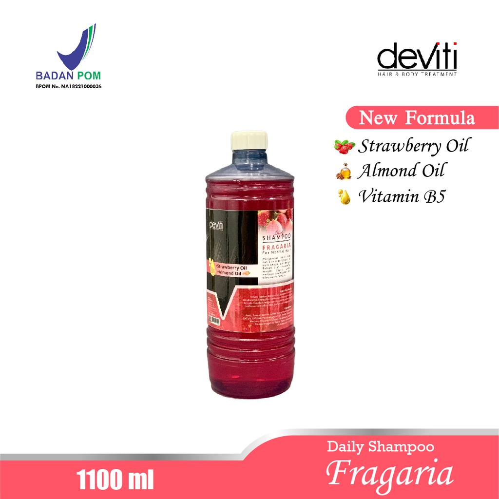 Deviti Hair Shampoo Fragaria Perawatan Rambut Kusam - Kemasan Botol 1L