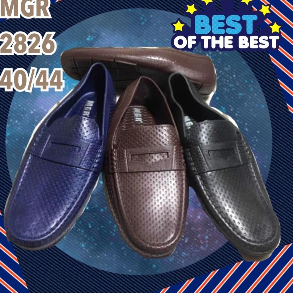 Terbagus.. Sepatu Kerja Pantofel Loafer Kerja Formal Casual Pria Karet Anti Air Impor Jelly MGR Moka