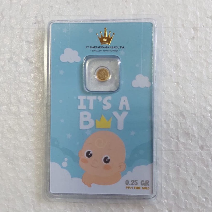 Antam 0.1 gram Micro Gold Premium Emas Murni 24 Karat Hartadinata x Antam Logam Mulia Emaskita-It's a Boy 0.25 gr