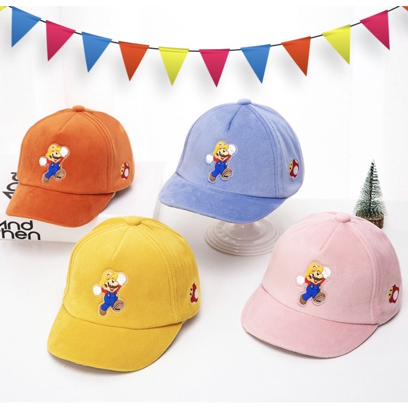 Topi Baseball Anak Bayi Balita Model Mario Bahan Lembut Import