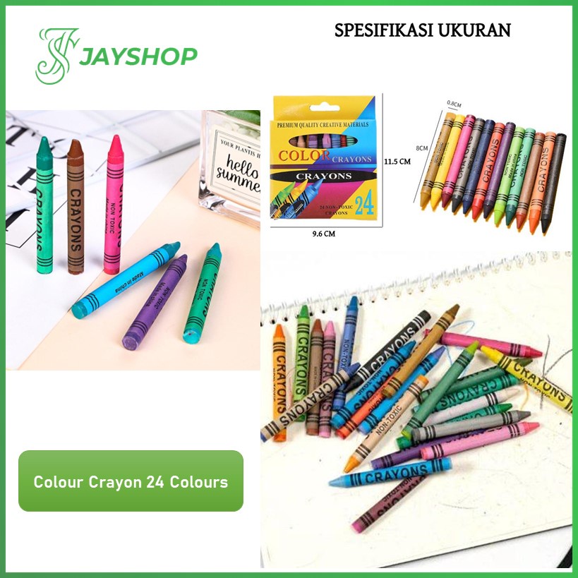 Pensil Crayon 1 Set Isi 24 Warna Alat Pensil Mewarnai Anak-Anak