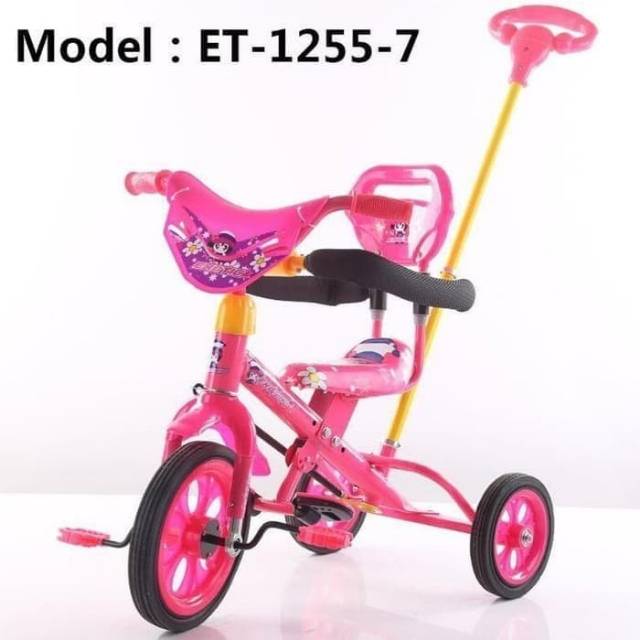 Sepeda Anak Tiga Roda Tricycle Exotic ET-1255-7 dengan dorongan dan pengaman