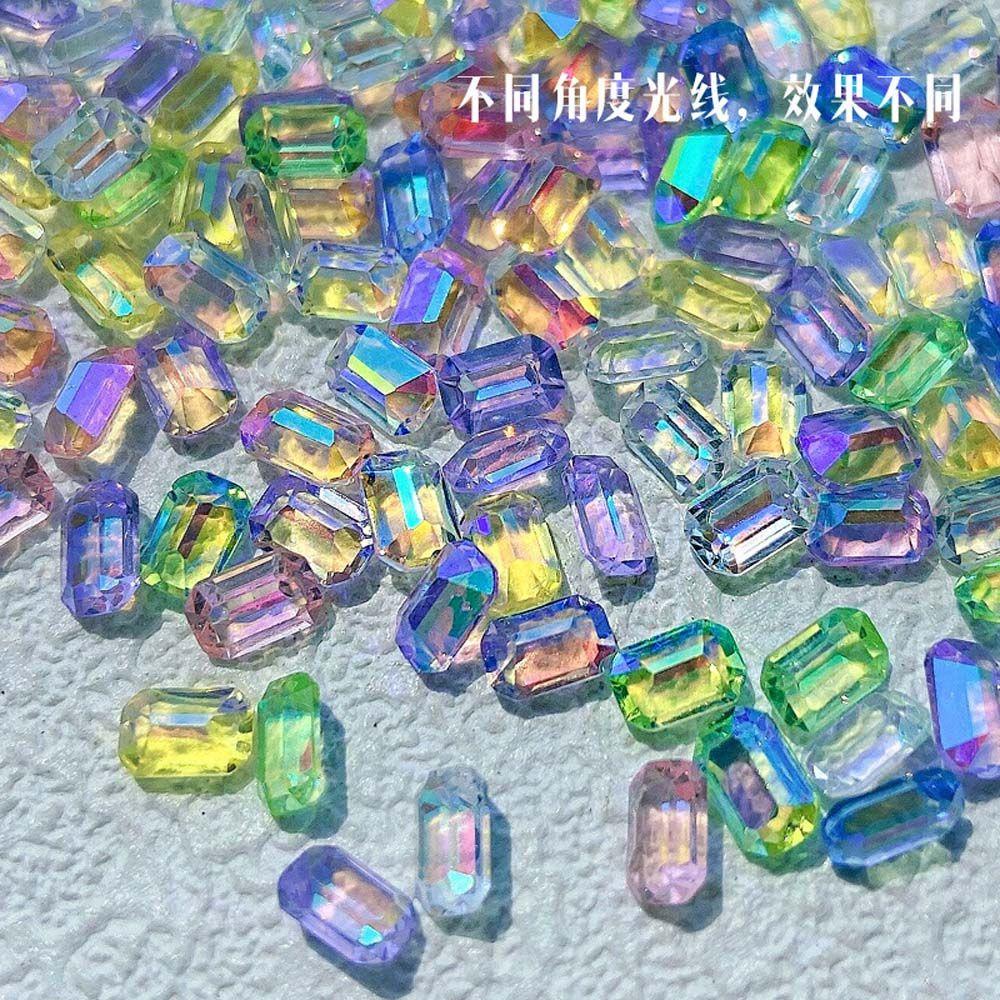Mxbeauty Nail Art Berlian Imitasi Warna-Warni Aurora Menunjuk Bawah Berlian Permen DIY Perhiasan Nail Art