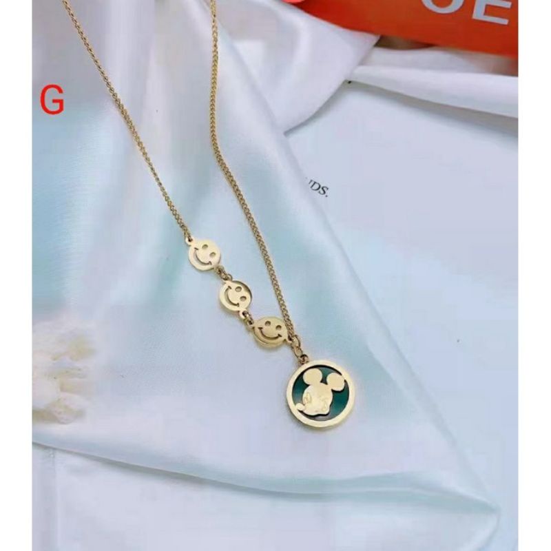 kalung mickey titanium aneka model anti karat tidak alergi uk45Cm