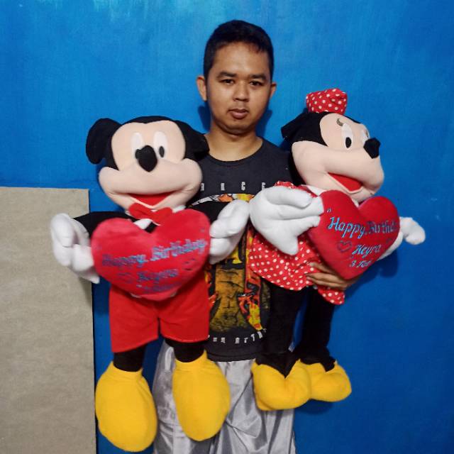 Boneka GRATIS UKIR NAMA  Mickey atau Minnie mouse bisa ukir nama