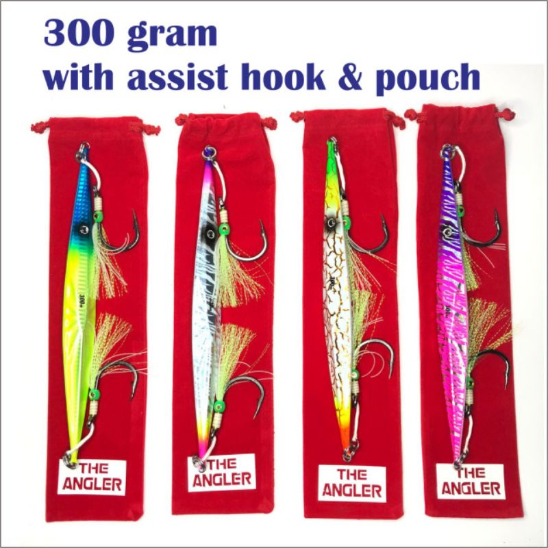 Umpan Metal Jig Diamond 300g Dengan Assist Single 11/0 dan Sarung Metal Jig