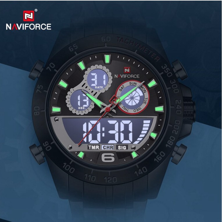 Jam Tangan Pria NAVIFORCE 9188 Analog Digital Premium Stainless Steel Water Resistant