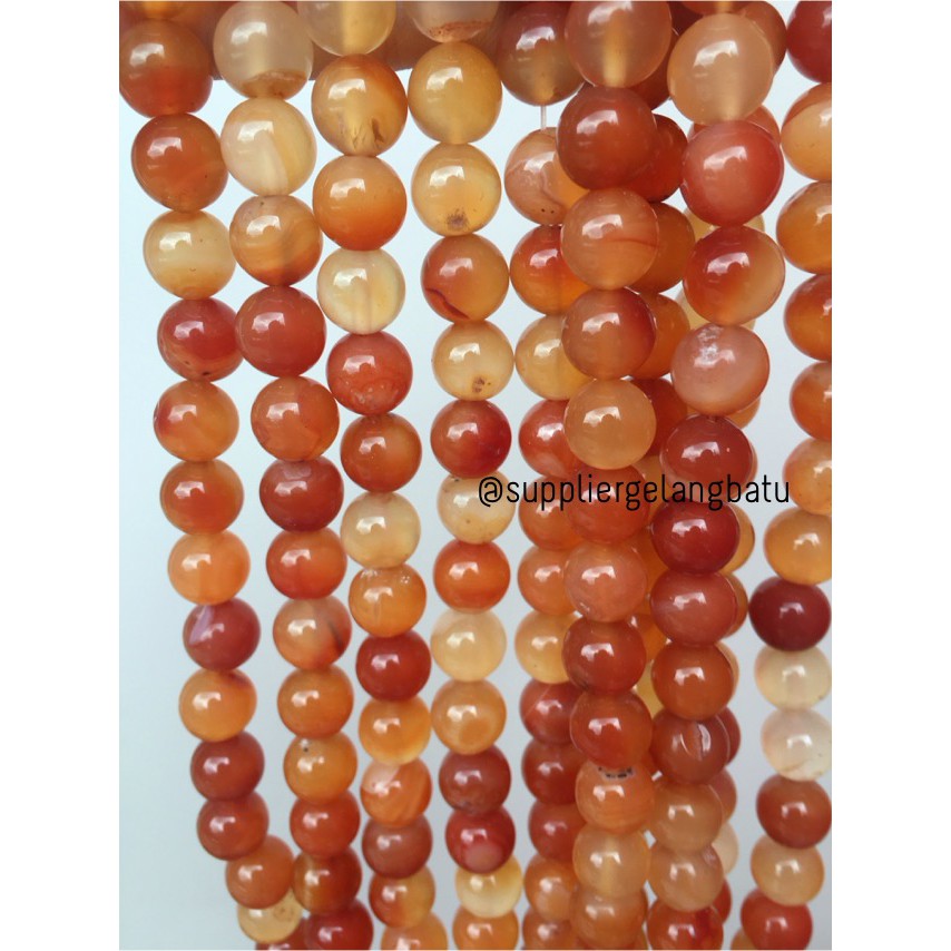 Carnelian Putih Orange Natural Stone Batu Perhiasan Fashion 10mm Akik Bacan Renteng Natural Akik