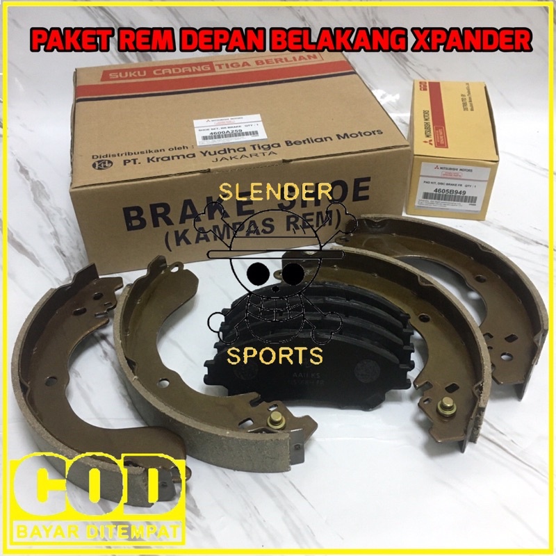 PAKET BRAKE PAD DAN BRAKE SHOE XPANDER - KAMPAS REM DEPAN XPANDER - MITSUBISHI XPANDER