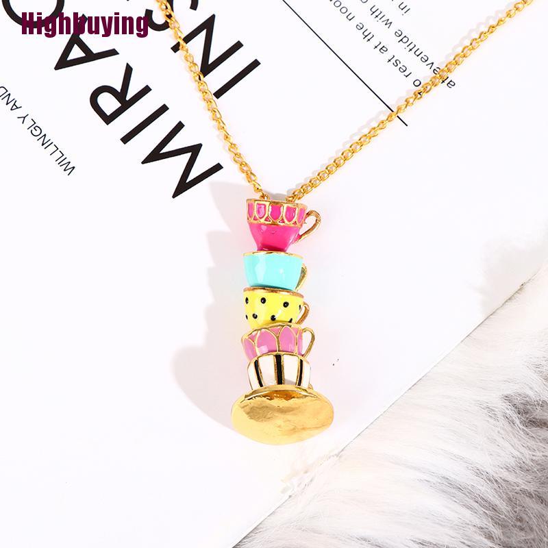 Hbid Kalung Rantai Panjang Dengan Liontin Cangkir Teh Untuk Wanita