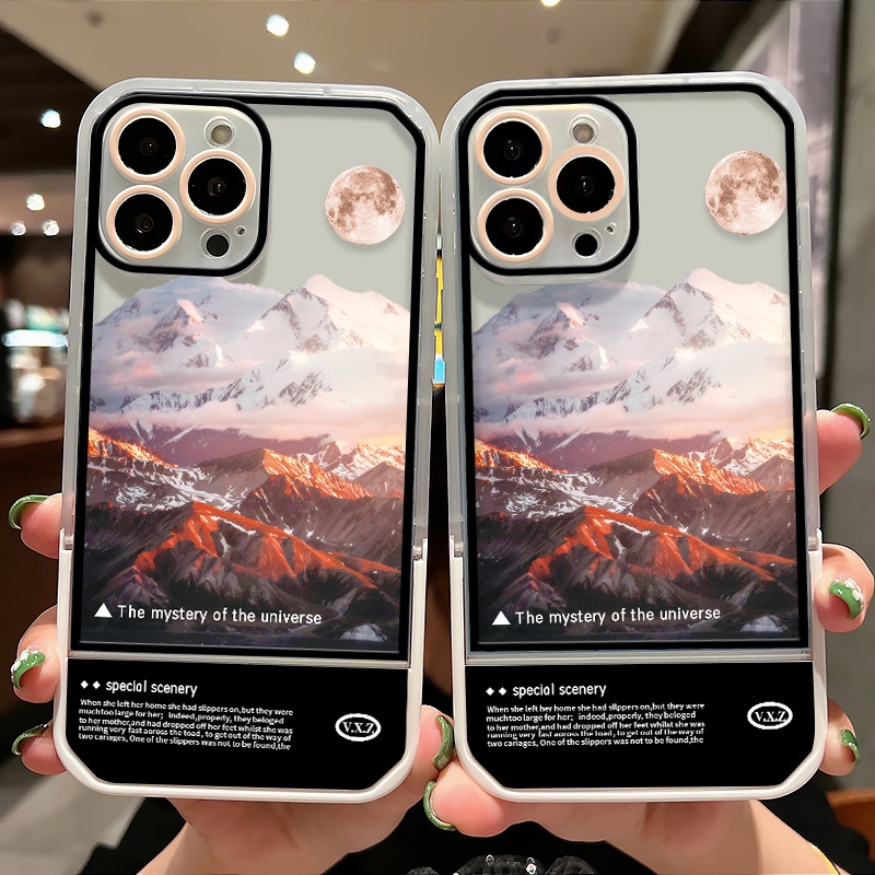 Soft Case Transparan Dengan Bracket Untuk IPhone 11 13 12 Pro MAX X XR XS MAX 8 7 Plus 6 6S