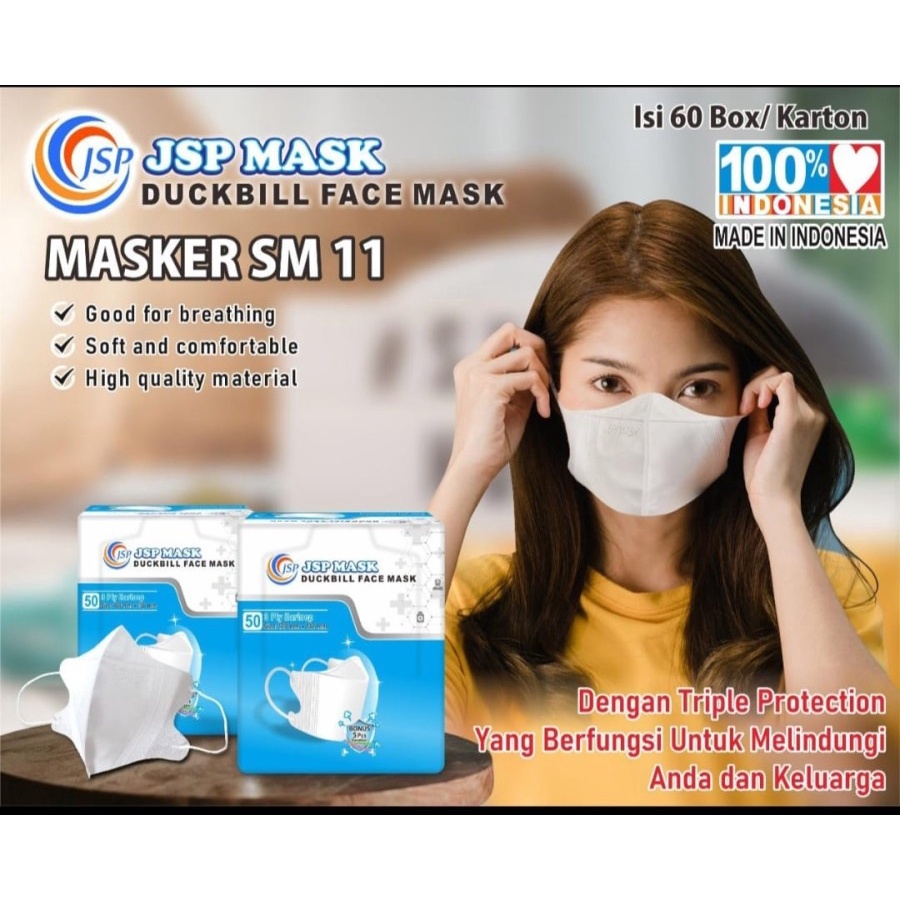 Jual Masker Medis / Surgical / Bedah Earloop JSP SM11 Duckbill @50 ...