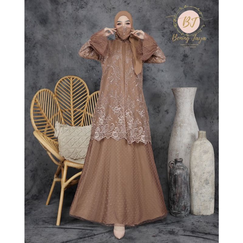 Permata Olshop / Party Dress BJ / Kebaya Gamis Pesta Mewah  / Gamis Kondangan / Kebaya Gamis Modern / Kebaya Modern / Baju Gamis Kebaya