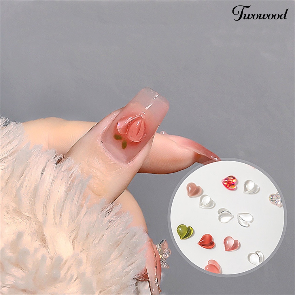 25 Pcs Ornamen Nail Art 3D Serbaguna Bentuk Hati Bahan Resin Untuk Wanita