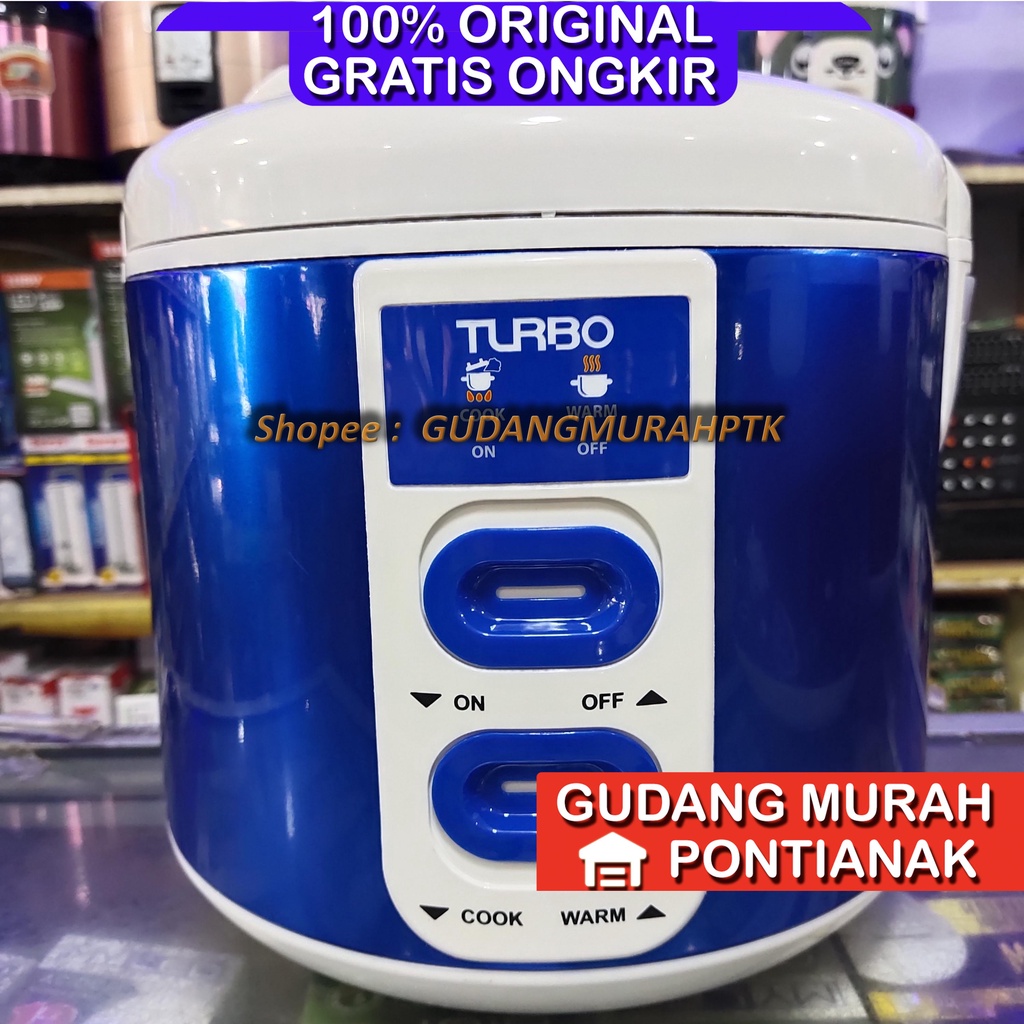 Ricecooker Turbo 2 TOMBOL MEMASAK dan MEnghangatkan ada ON OFF New Design Rice Cooker CRL1181 / Penanak Nasi Baru 1.8L Blue / Biru Penanak nasi