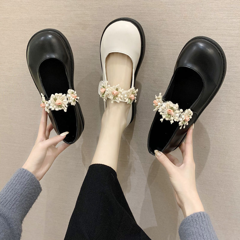 Sepatu bunga Lolita Jepang gadis Mary Jane mulut rendah sepatu tunggal gadis lembut versatile manis