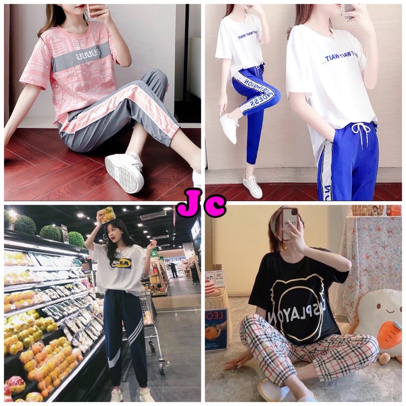 JC- Stelan Jogger improt CP / Stelan piyama cp Kekinian / Stelan piyama wanita Korea Import