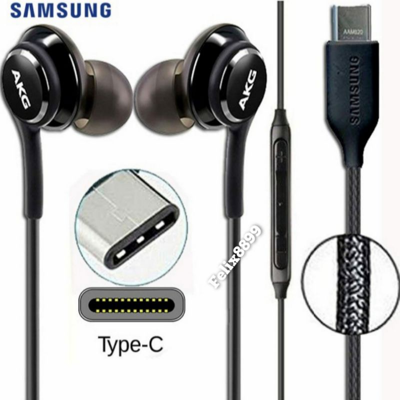 Headset Handsfree Earphone Samsung AKG Type C Original Samsung A33 A34 A53 A54 A73 A80 A91 M34 M54 5G Note 10 20 S20 S21 S22 S23 Fe Ultra + Plus 4G 5G Ori