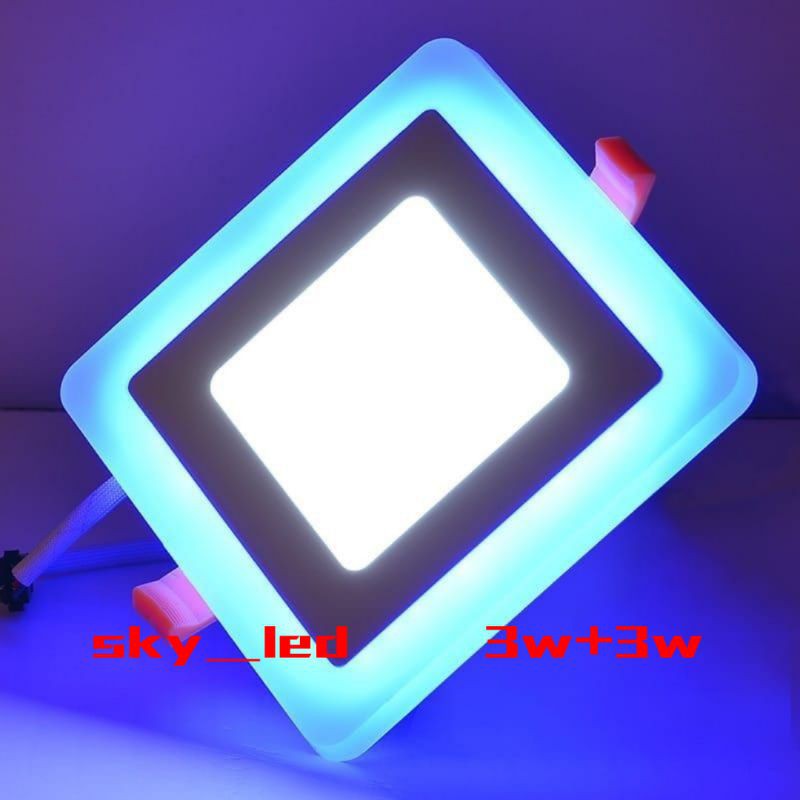 Panel Led 2 Warna Segi 3w putih+3w Biru Inbouw