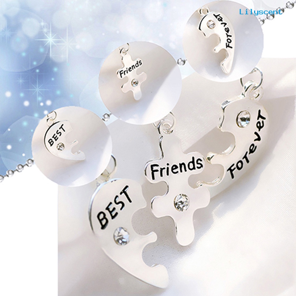 Lc 3Pcs / Set Kalung Rantai Dengan Liontin Hati Motif Ukir Tulisan Best Friends Forever Untuk Kencan