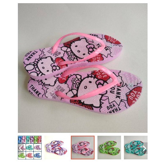Terlaris Sandal Hello Kitty size 36-40 kode HK sandal jepit wanita motif hello kitty