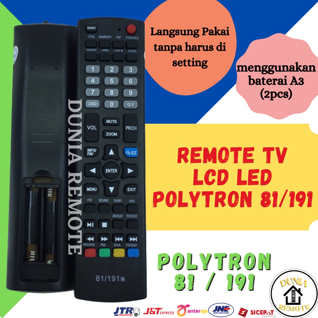 Remot / Remote TV POLYTRON CINEMAX BAZZOKE XCEL LCD LED 81/191 tanpa setting