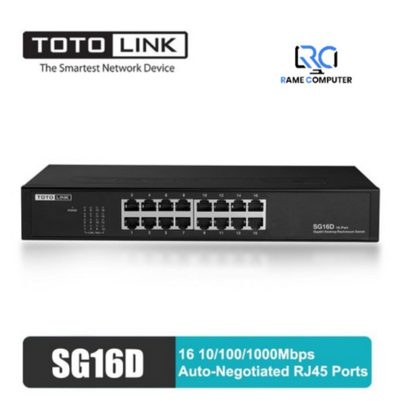 TOTOLINK SG16D - 16 PORT GIGABIT DESKTOP/RACKMOUNT SWITCH