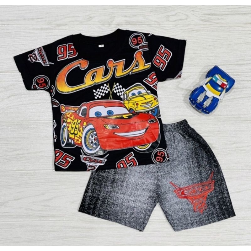 Setelan Anak Umur 1 2 3 Tahun Kaos Pendek Celana Baby Semi JeansBaju Anak Cowok Bagus