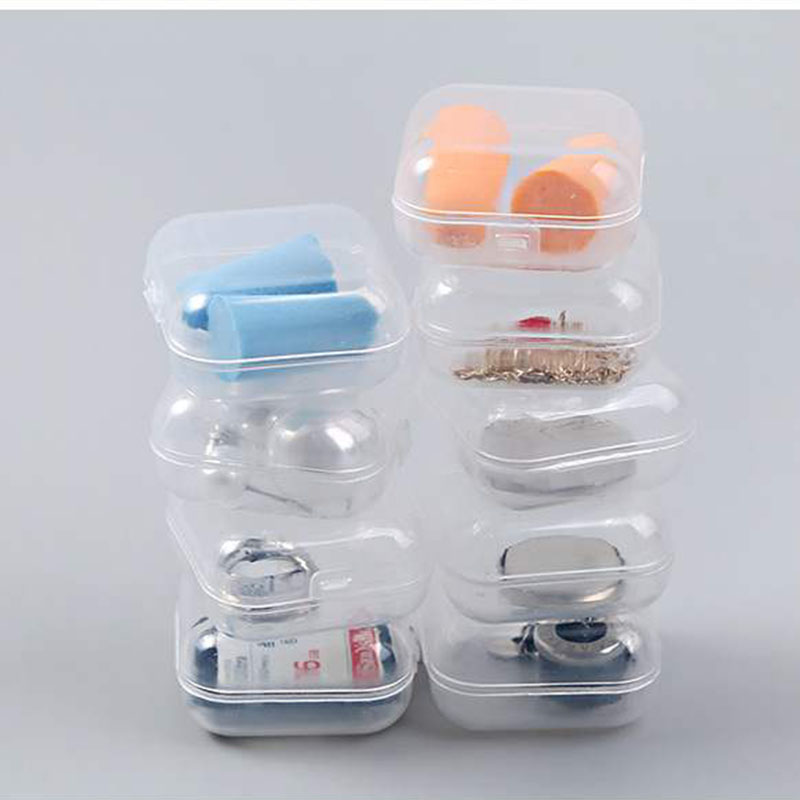 [Ready Stock ] 3.5*3.5cm Mini Portable Plastic Transparent Storage Boxes/ Square Jewelry Earplug Earring Protection Organizer/ Multi-function Case Home Independent  Parts Box