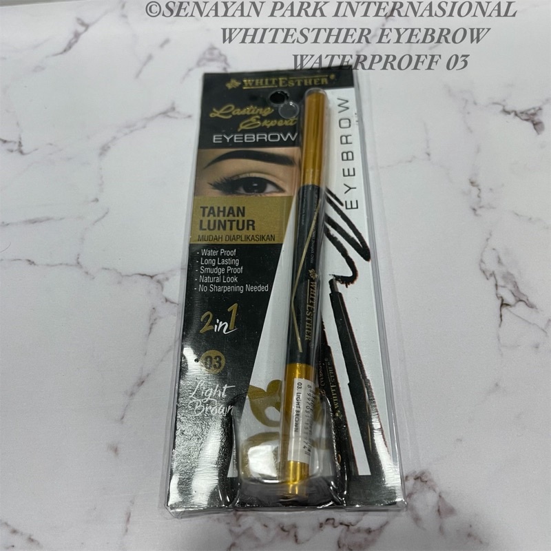 BPOM WHITESTHER EXPERT EYEBROW  2IN1 WATERPROFF TAHAN LUNTUR