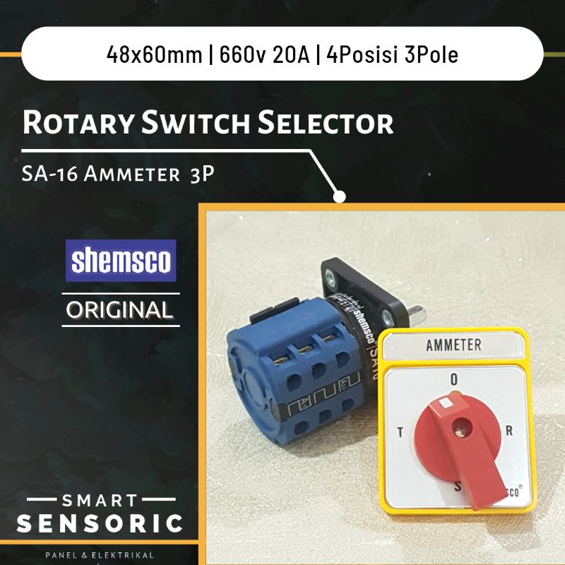 Jual Shemsco SA16 Ampere Meter 3P Rotary Selector Switch 4 Posisi