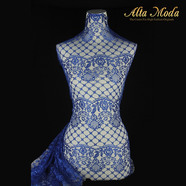 

Alta Moda Brokat Perancis Crochet Floral Pattern Electric Blue