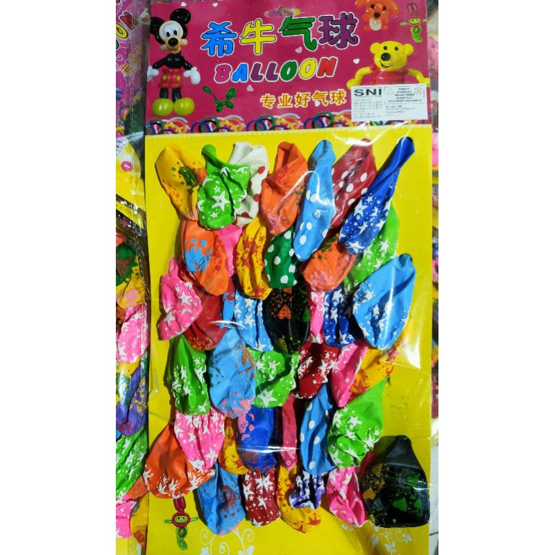 BALON MOTIF CAMPUR ISI 40 PCS