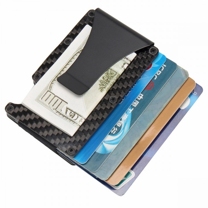 Slim Carbon Fiber Credit Card Holder RFID Blocking Metal Wallet Clip - Dompet Kartu Praktis Terbaik dan Tipis