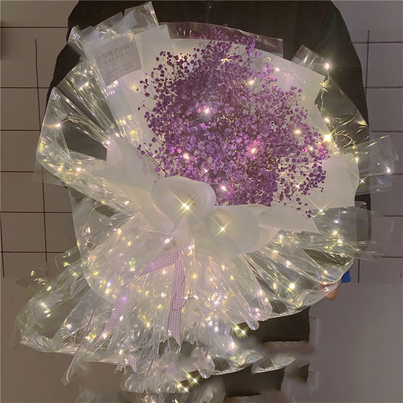 1Pc Transparent Luminous LED Light String Waterproof Flower DIY Bouquet Wrapping Paper / Valentine's Day